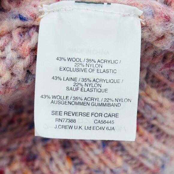 J Crew Pink Marled Speckled Wool Turtleneck Cropped Sweater Womens Size Med - Picture 7 of 12